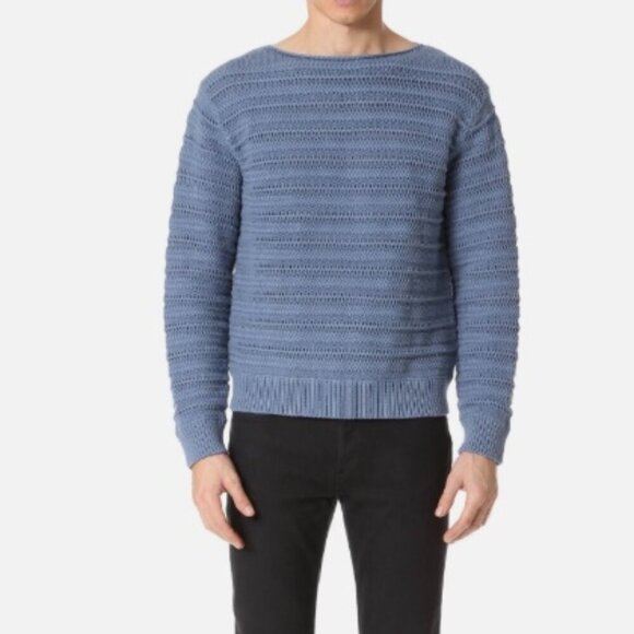 Vince. Blue Pullover Sweater Woven Thick Casual Luxury Size Medium Men's - Picture 1 of 12